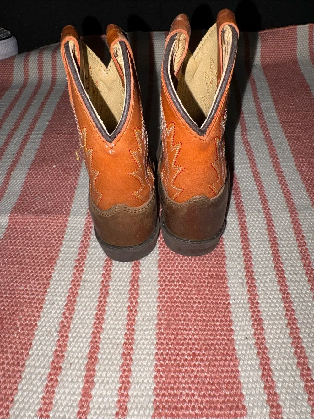 Baby Two-Tone Brown and Orange Western Cowboy Boots size 1